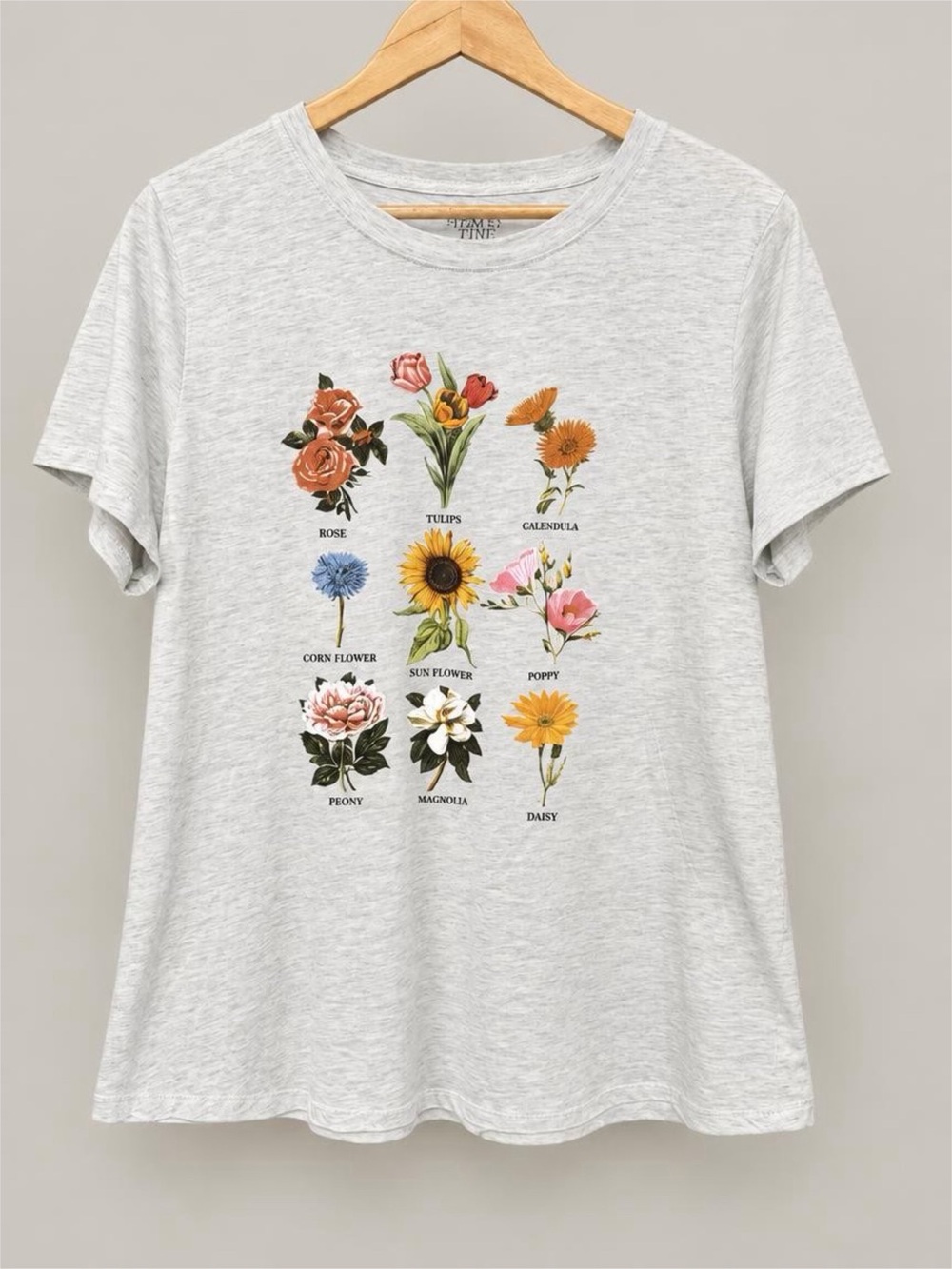 Mighty Fine Light Gray Floral Garden Graphic Tee - XL